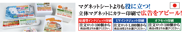 立体プラスチックのマグネットにカラー印刷